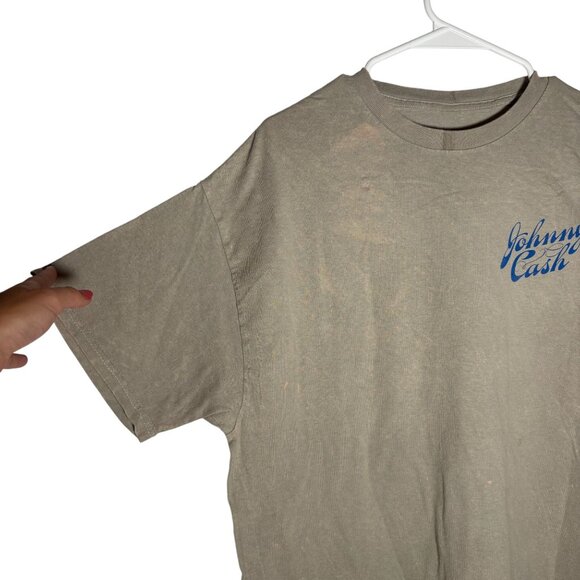 Johnny Cash Oversized Acid Wash Distressed Retro Tshirt Tan Size XL NWOT - Picture 2 of 4